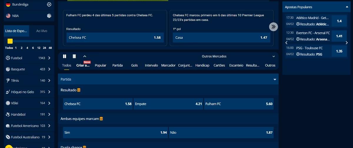 Captura de tela Mercado de apostas esportivas na EstrelaBet