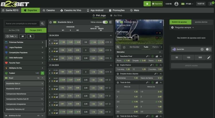 Captura de tela Mercado de Apostas Esportivas B2XBet