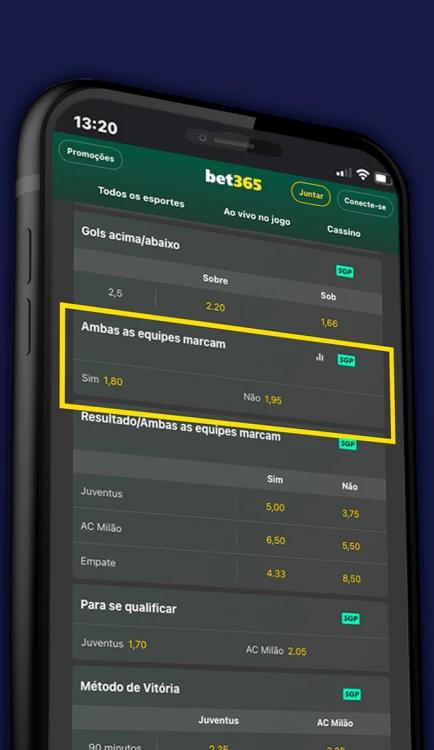Captura de tela Como apostar Mercado Ambas marcam bet365
