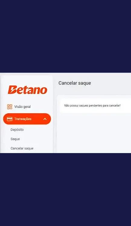 Captura de tela Área de Transações para Cancelar saque Betano