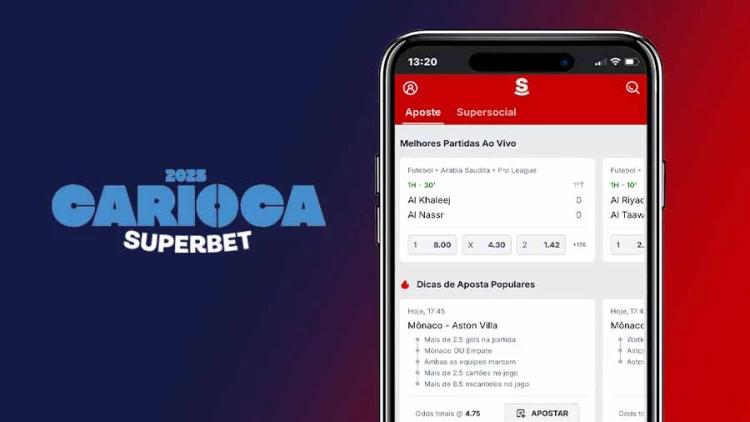 Aplicativo da Superbet que é a casa de apostas patrocinadora oficial da competição em 2025