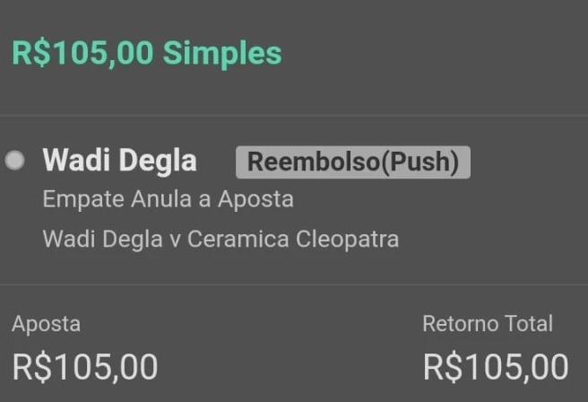 Captura de tela Simulação de aposta de Reembolso Push Bet365