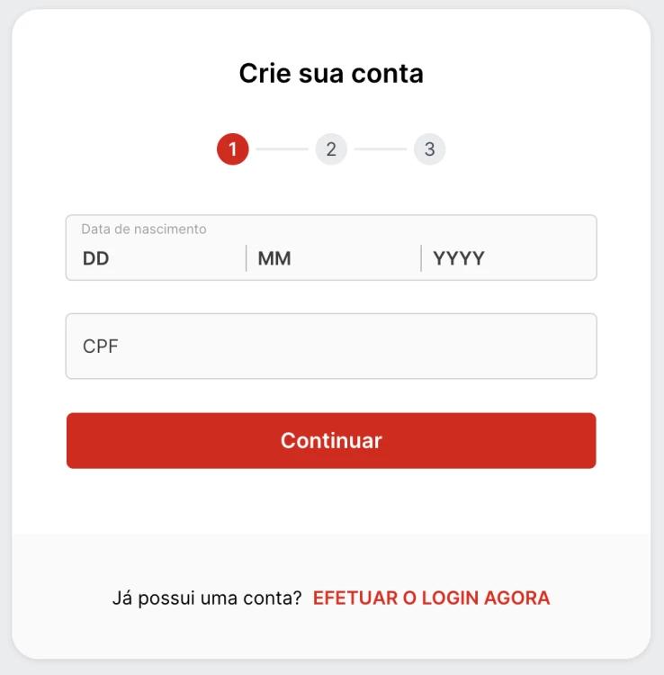 Captura de tela Cadastro Superbet: Data de nascimento e CPF