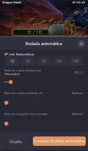Captura de tela Configurar Rodada automática do slot Dragon Hatch